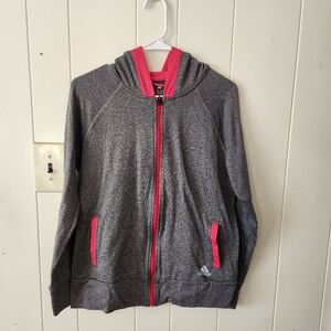 Gray and Pink Adidas Zip-Up Hoodie Size M